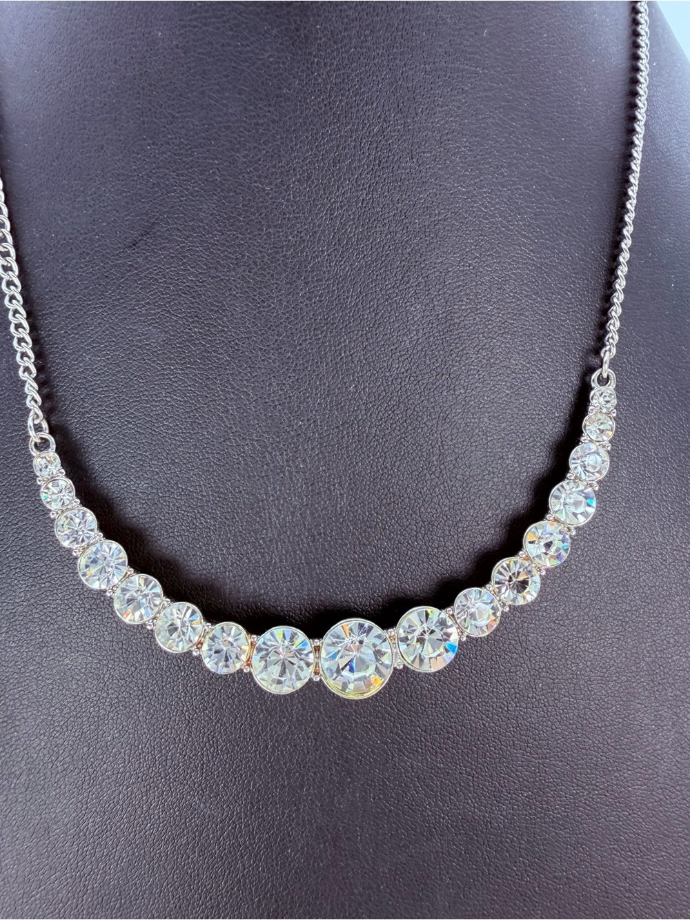 Crystals Gem Graduate Rhinestone Necklace Extra Large Stones Statement 16 -21”